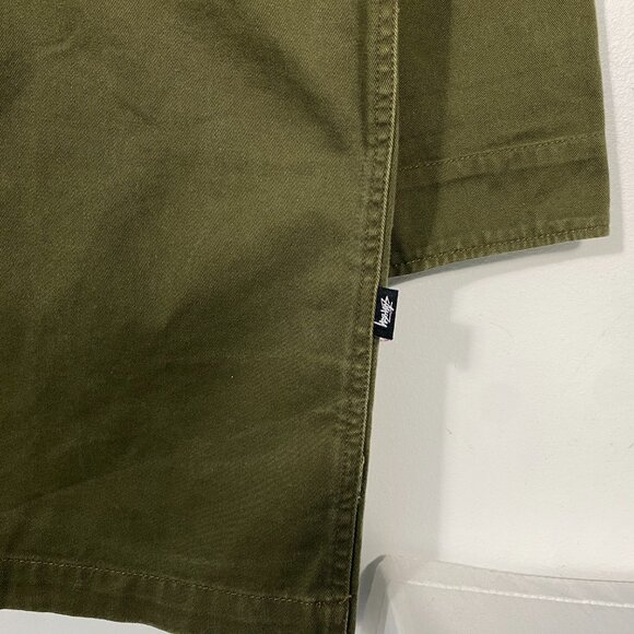 Stussy Khaki Green Mil-spec Cotton Long Parka Jacket men's size Medium - Picture 3 of 9
